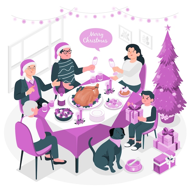 Christmas dinner concept illustration