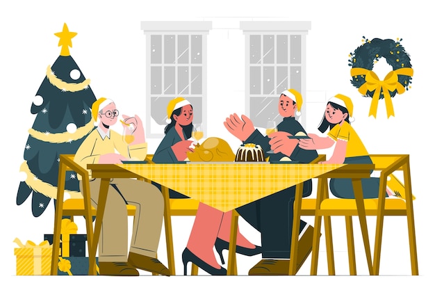 Free vector christmas dinner concept illustration