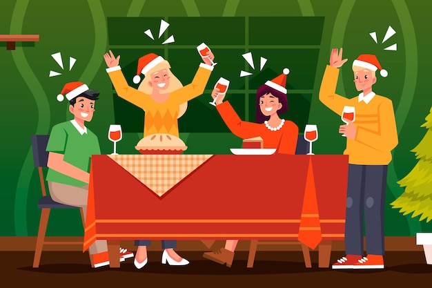 Vettore gratuito illustrazione della cena di natale