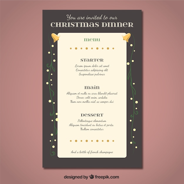 Free vector christmas dinner menu