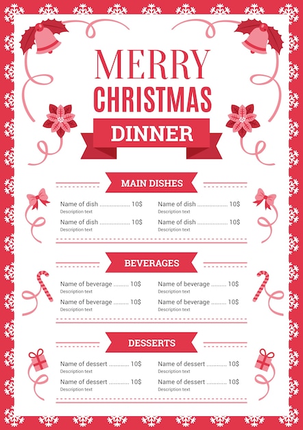 Christmas dinner menu