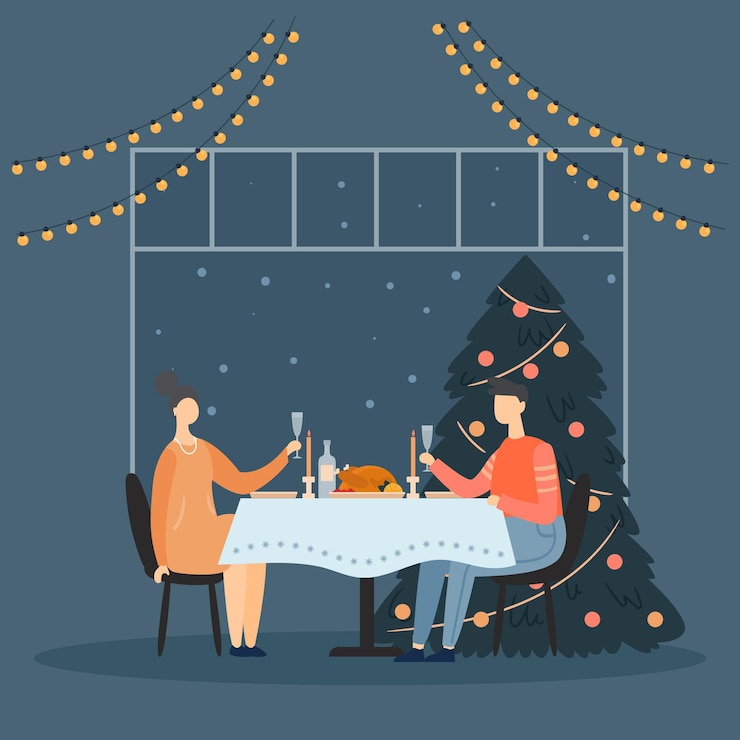 Free Vector christmas dinner scene