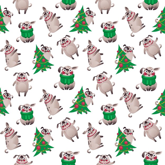 クリスマスの犬の壁紙 かわいいキャラクターの犬 ベクトルeps 10 プレミアムベクター