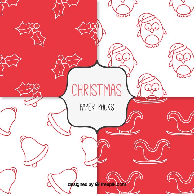 christmas doodle pattern set