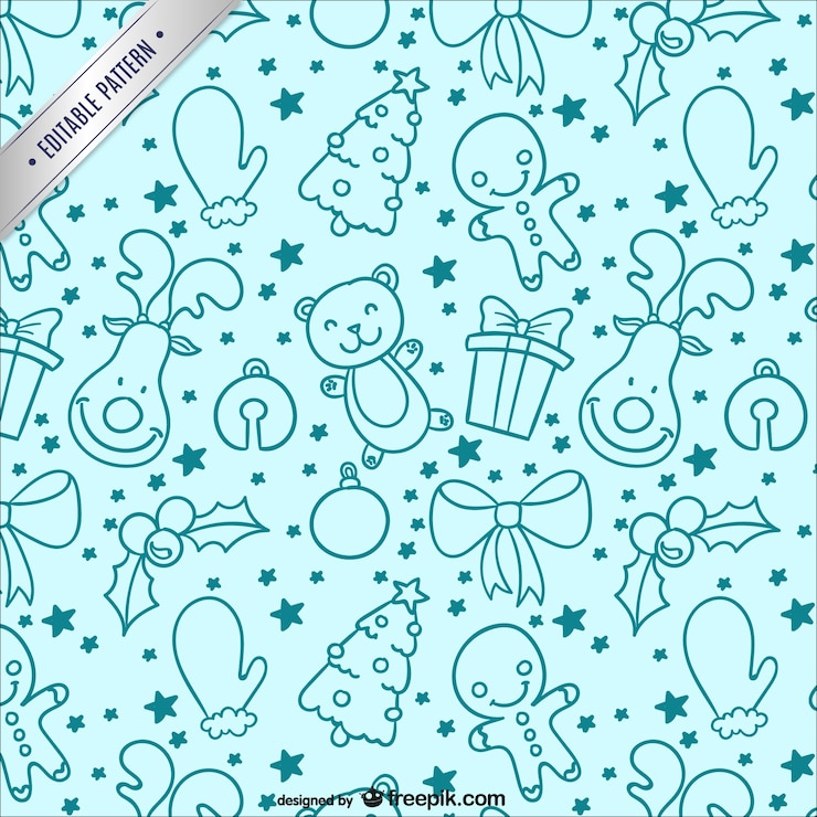 Free Vector christmas doodle pattern