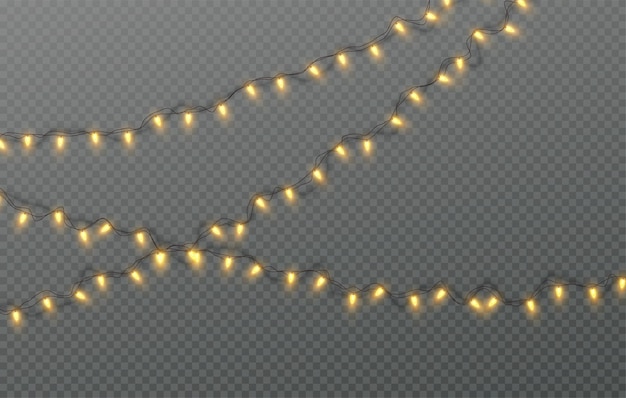 Christmas electric garland of light bulbs isolated on a transparent background. Vector illustration EPS10