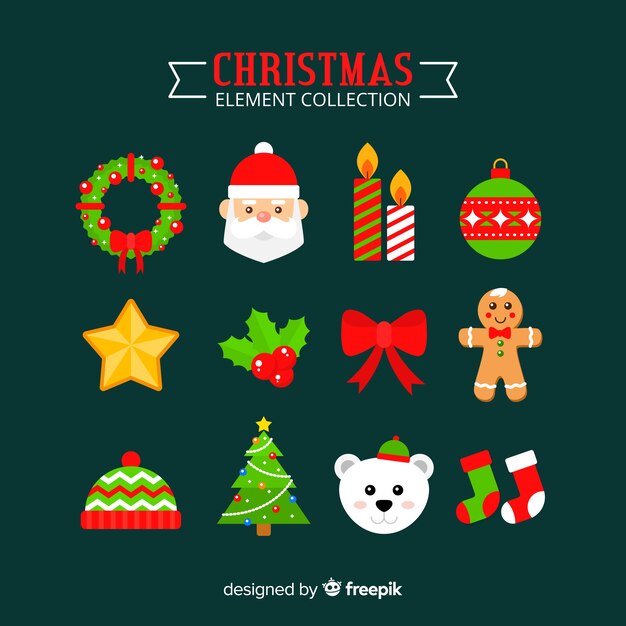 Christmas element collection in flat design