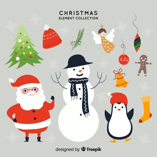 Christmas element collection in flat design