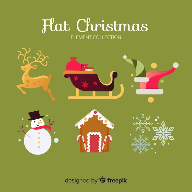 Christmas element collection in flat design