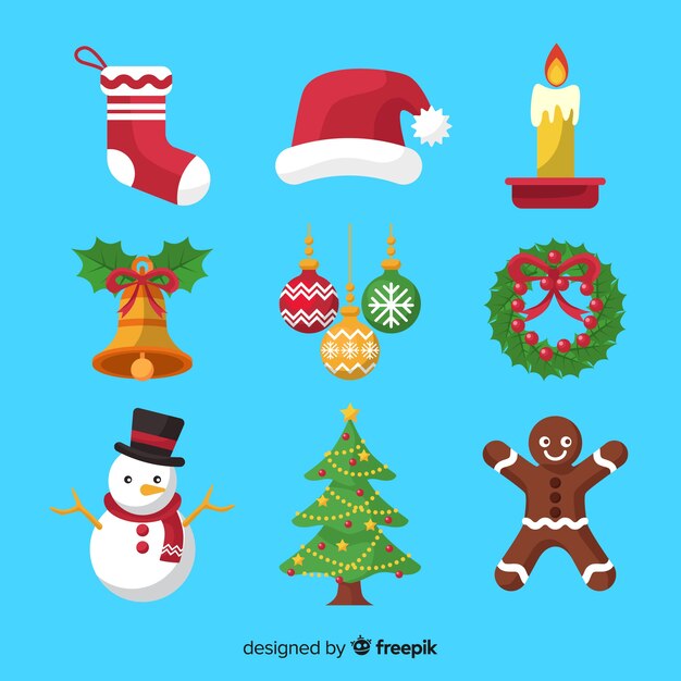 Christmas element collection in flat design