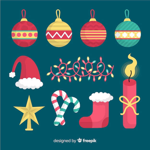 Free vector christmas element collection in flat design