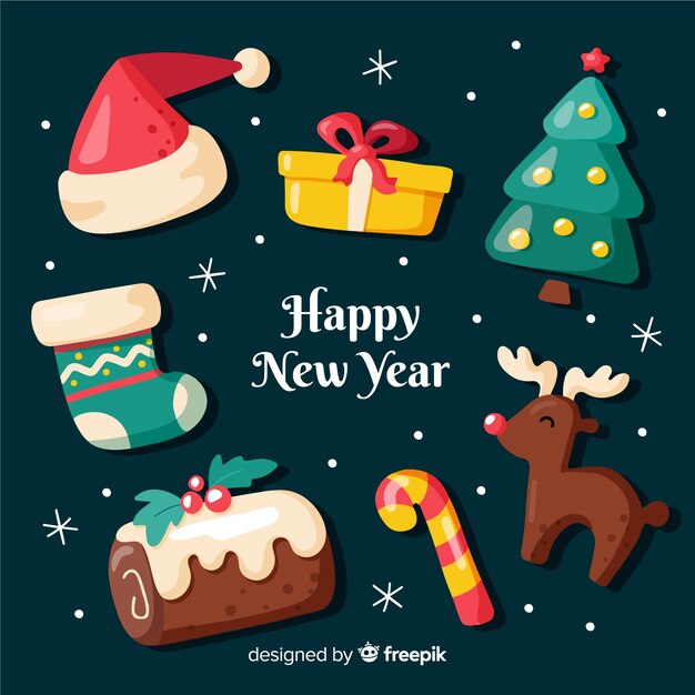 Free Vector christmas element collection in flat design