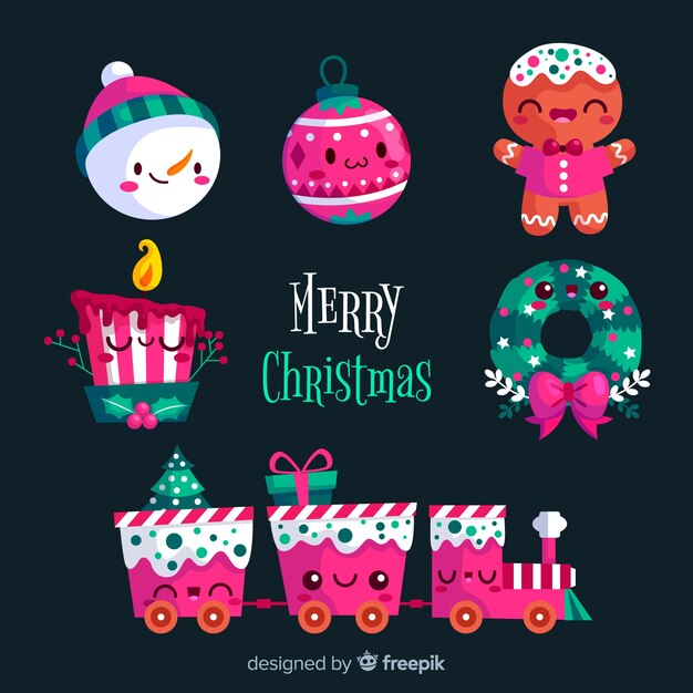 Free vector christmas element collection in flat design