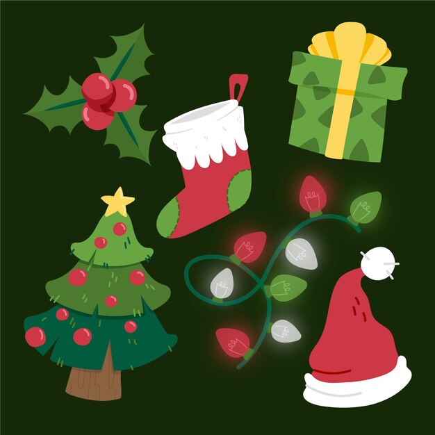 Christmas element collection in flat design