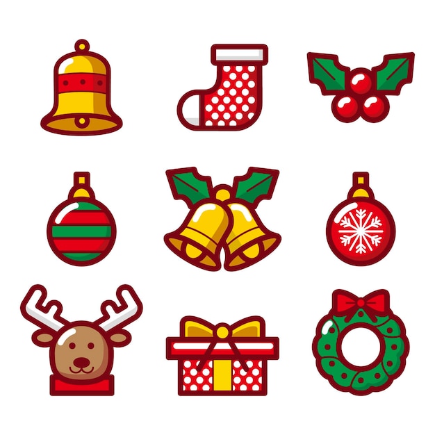 Free vector christmas element collection in flat design