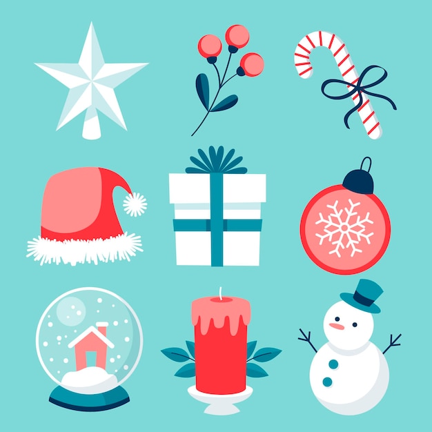 Free vector christmas element collection in flat design