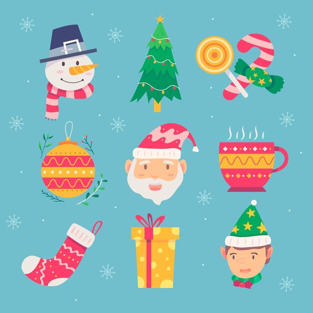 Christmas element collection in flat design