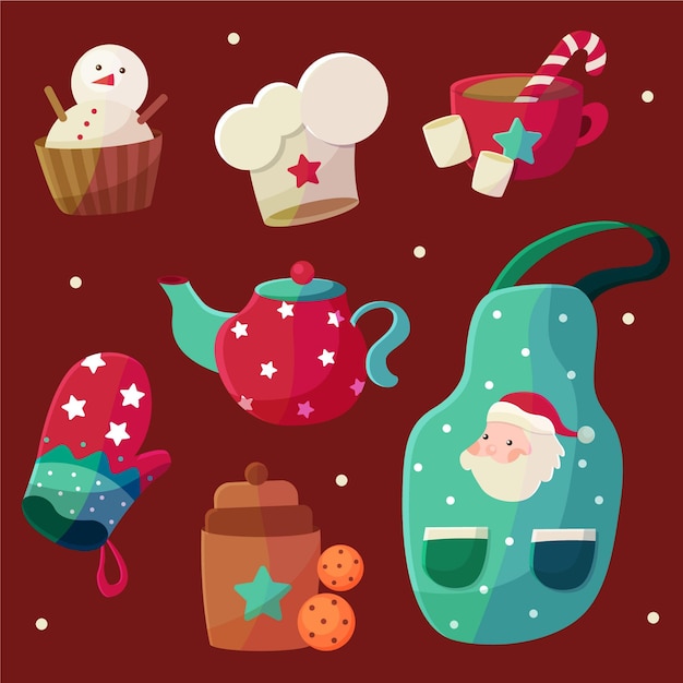 Free vector christmas element collection in flat design