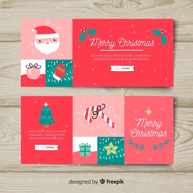 Free vector christmas elements button banner