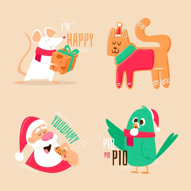 Free vector christmas elements drawn collection