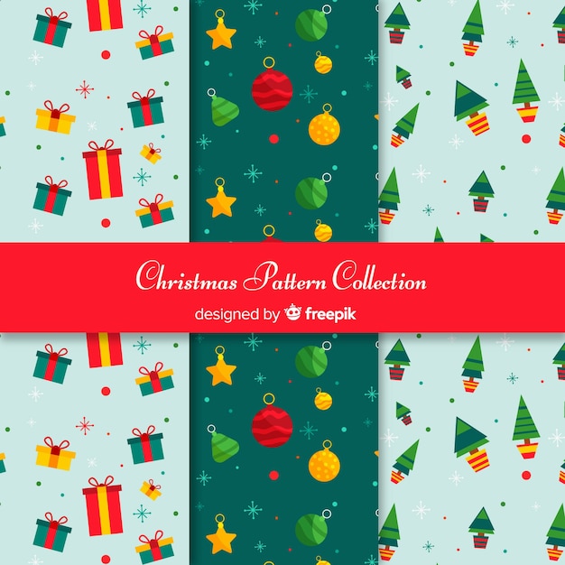 Christmas elements pattern collection