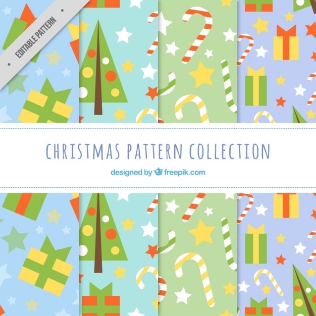 Free vector christmas elements patterns in flat design