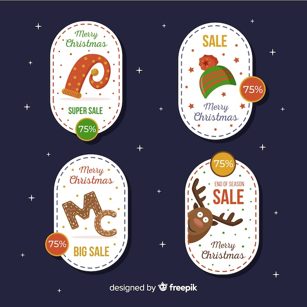 Free vector christmas elements sale label pack