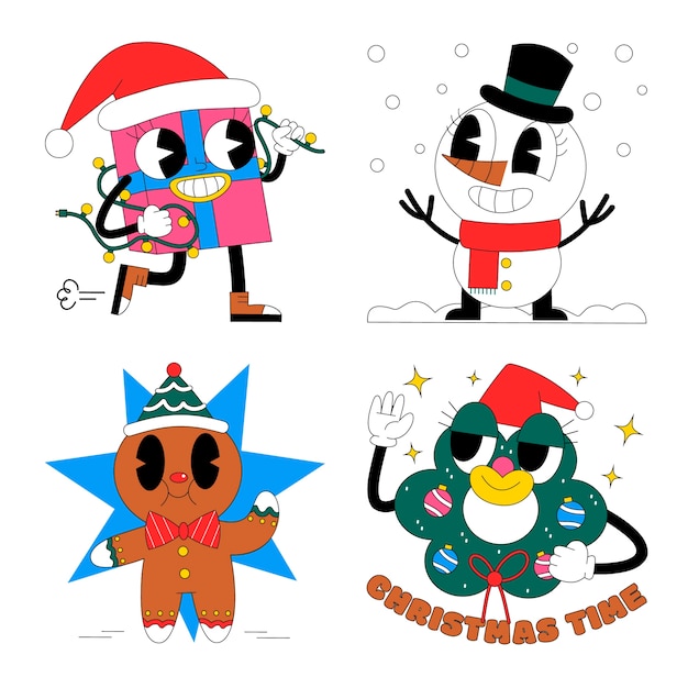 Vettore gratuito natale elements stickers collection