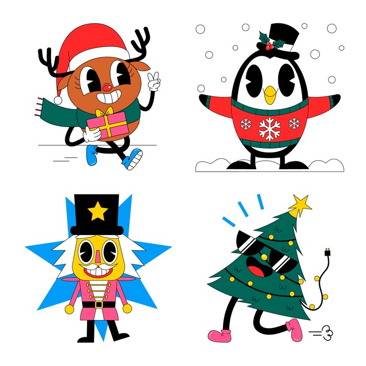無料Vector クリスマス要素ステッカーコレクション