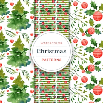 Christmas elements watercolor pattern