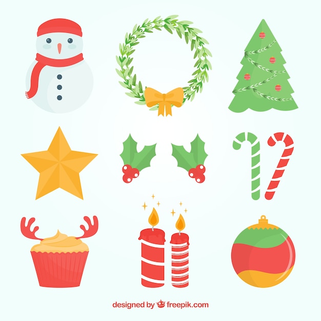 Free vector christmas elements with fun style