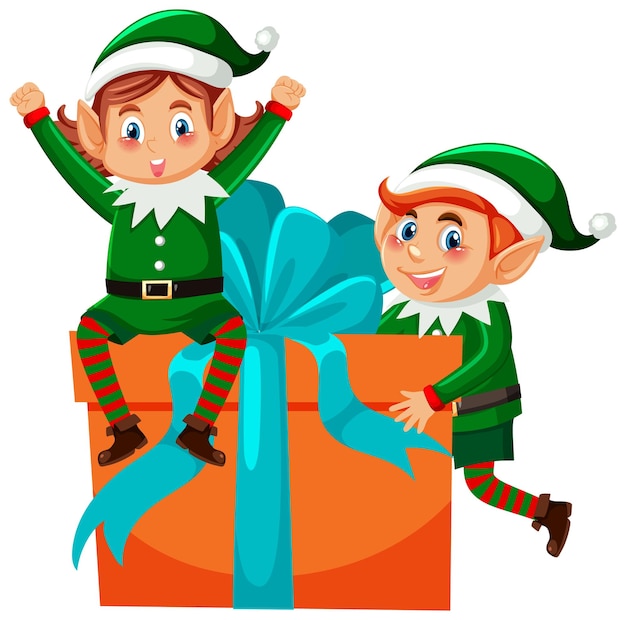 Free vector christmas elf cartoon character