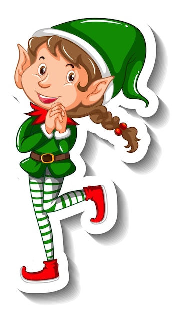 Бесплатное векторное изображение Рождественский эльф мультипликационный персонаж
