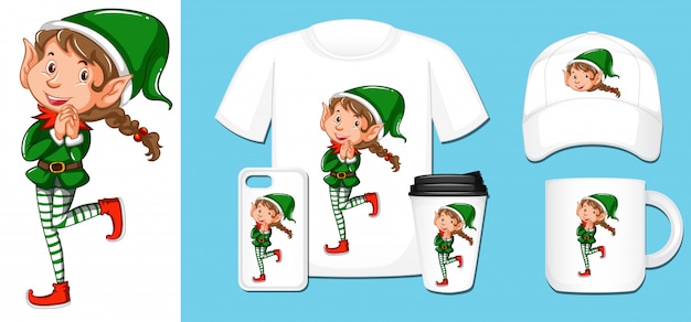 Free vector christmas elf on different products