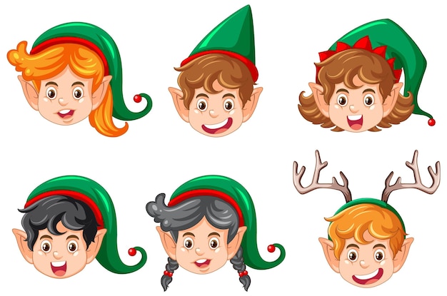 Christmas elves cartoon character collection