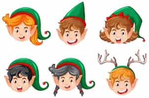 Free vector christmas elves cartoon character collection