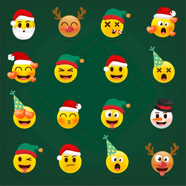 Download Premium Vector Christmas Emojis Holiday Set SVG Cut Files