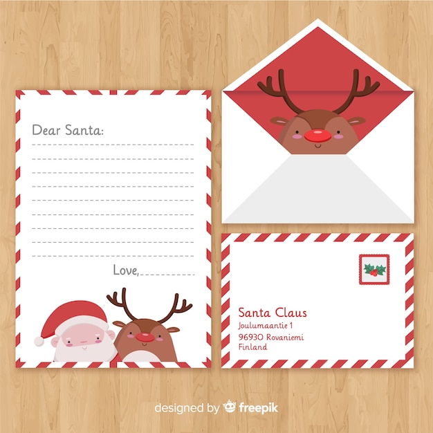 無料ベクター クリスマスの封筒と手紙の概念