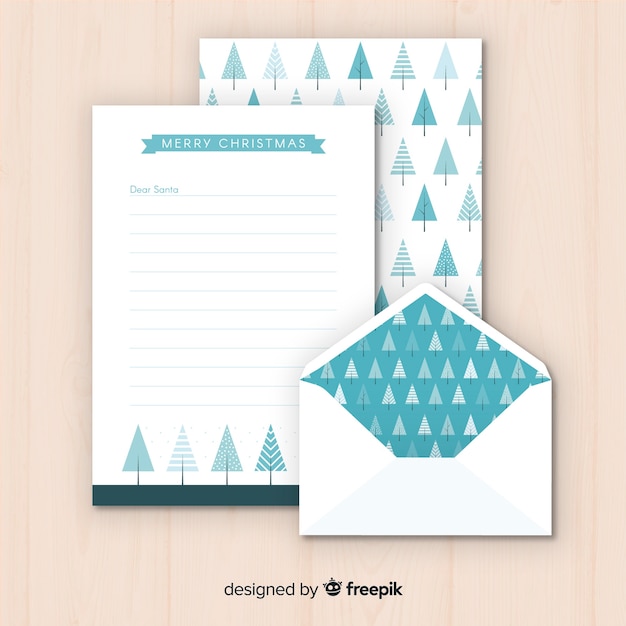 クリスマスの封筒と手紙のデザイン