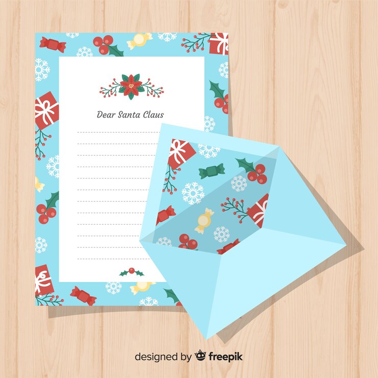Free Vector christmas envelope and letter