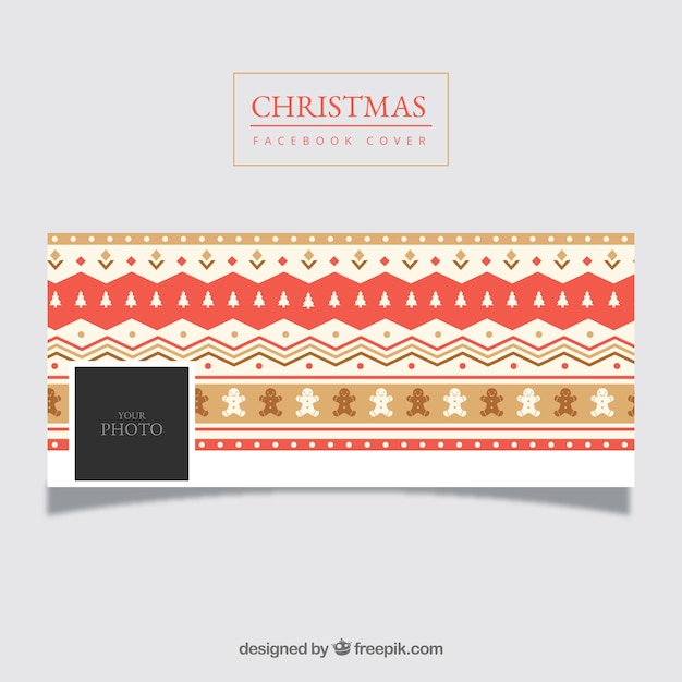 Free vector christmas facebook background with stripes and ornaments