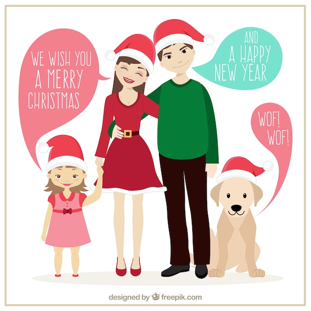 Free vector christmas familly illustration