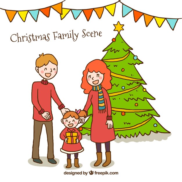 Christmas family scene background