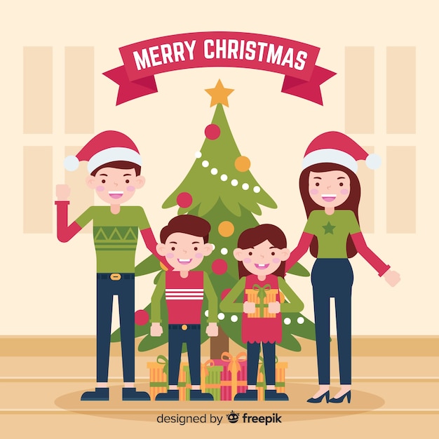 Free vector christmas family scene background