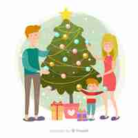 Free vector christmas family scene background