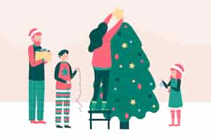 Free vector christmas family scene concept in flat design