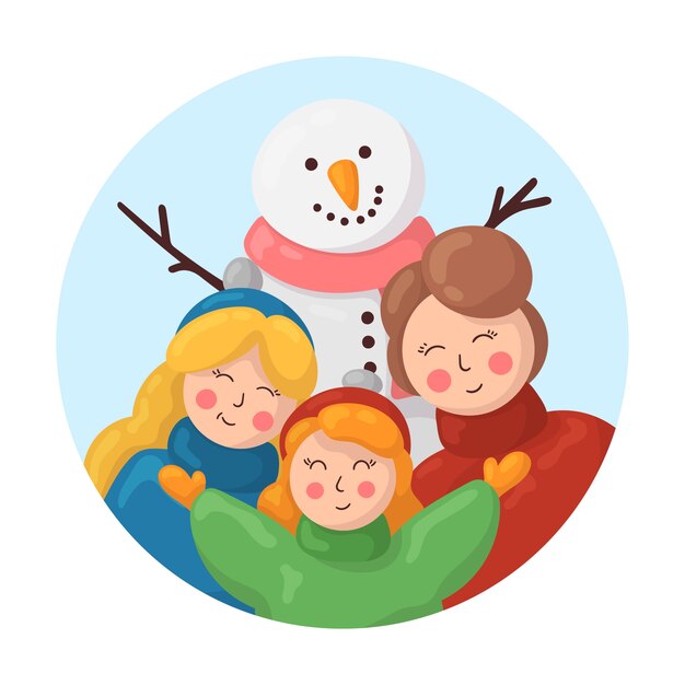 Рождественская семейная сцена в рисованной концепции
