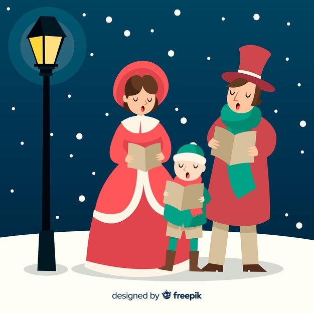 Free vector christmas family scene