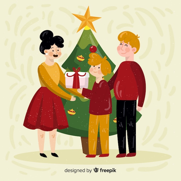 Free vector christmas family scene