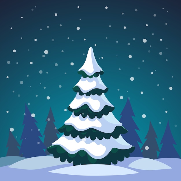 Бесплатное векторное изображение Рождественская елка, покрытая лесом